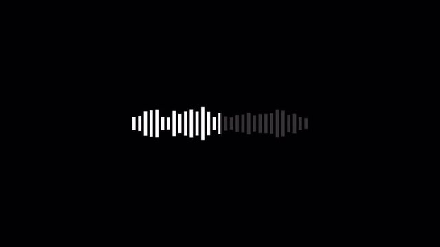 Minimal Audio Waveform Sound or voice message Animation Isolated on Transparent Background.