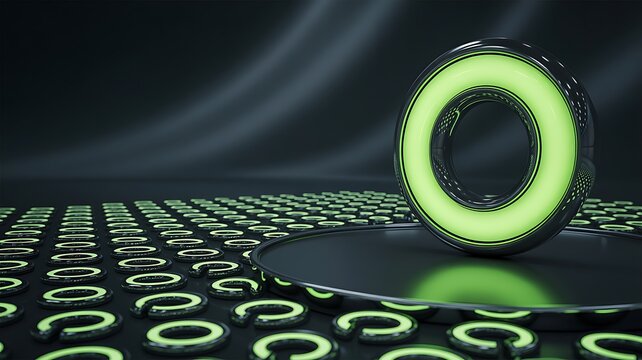 Digital cybersecurity concept with glowing ring on computer keyboard and futuristic technology background