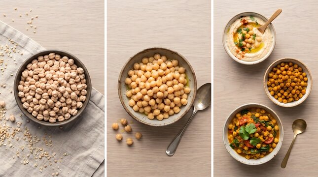 Chickpeas transformed into multiple dishes