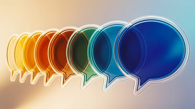 Colorful speech bubbles representing digital communication, conversation and social messaging