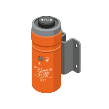 Orange underwater locator beacon with test button