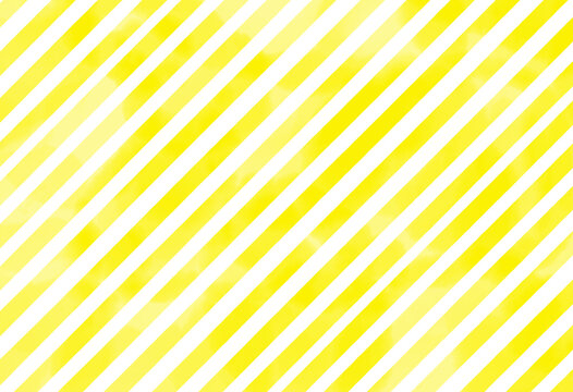 Cute Yellow Watercolor Diagonal Stripe Pattern Horizontal PNG｜【透過PNG】黄色水彩の斜めストライプパターン 横型・北欧風手描き背景