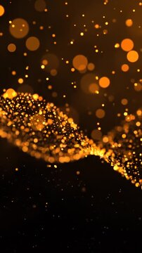 Abstract Warm Golden and Orange Particles Floating Smoothly Background
