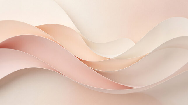 Abstract background, with soft flowing, layers of pastel, peach and cream, colored paper waves, ad social media, download thambnail poster, web template event, festival 2026 2027 2028