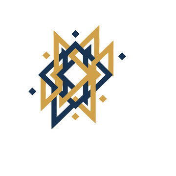 Geometric pattern with gold and blue interlocking shapes