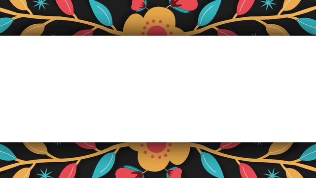 Mexican Folk Art Floral Border Frame for Hispanic Heritage Month Celebration.