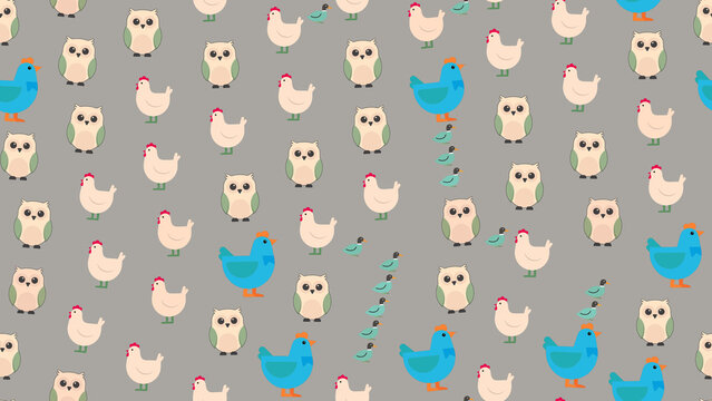 Cute Cartoon Birds Pattern