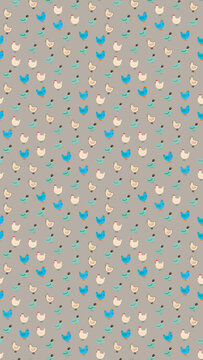 Stylized chickens and ducks pattern