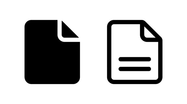 Document file icon set with paper sheet and text lines