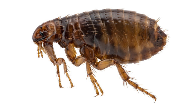 Macro shot of a brown flea isolated on transparent background