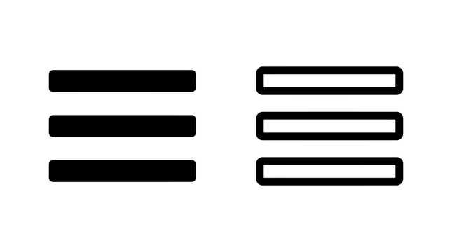 Hamburger menu icon set for user interface design with list icon