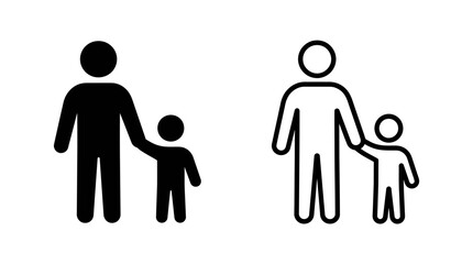 Parent and child holding hands icon set with vector illustration © MdDelowar
