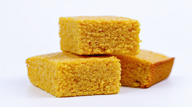 transparent cornbread square isolated on white background
