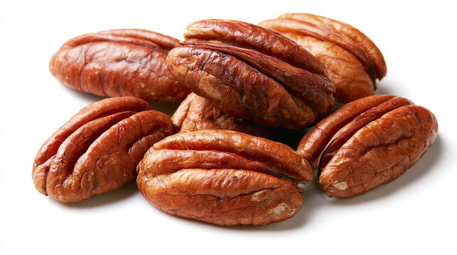 isolated pecans on white background for food photography