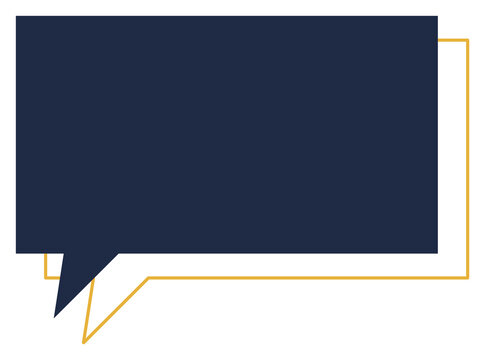 Minimal navy speech bubble with offset mustard outline on transparent background