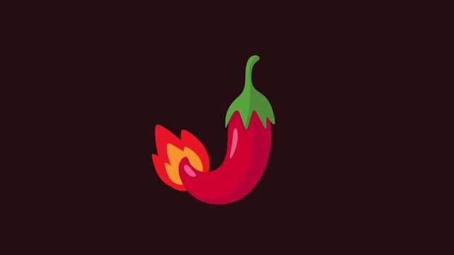 Bold red chili pepper with a dynamic fire icon, representing extreme heat and spice