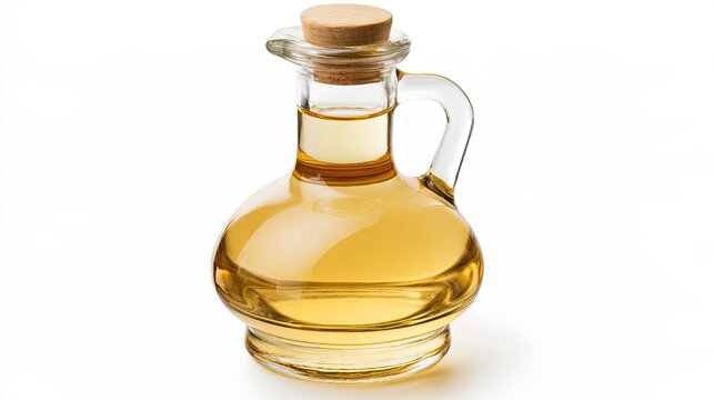transparent apple cider vinegar in a cruet isolated on white background