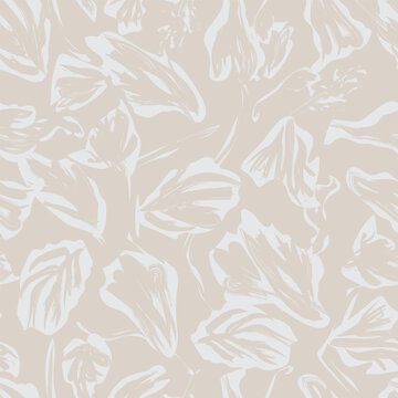Beige Abstract Floral Leaf seamless pattern design