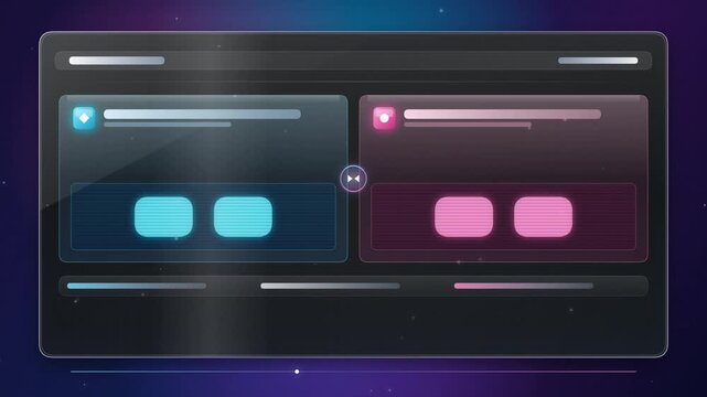 Futuristic UI Interface with Glowing Blue and Pink Data Panels