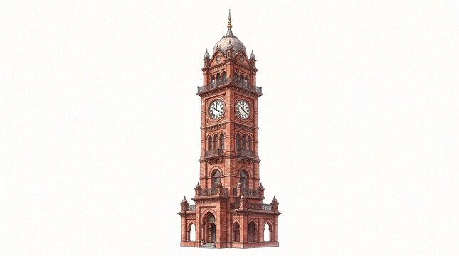 faisalabad clock tower ghanta ghar historic landmark illustration