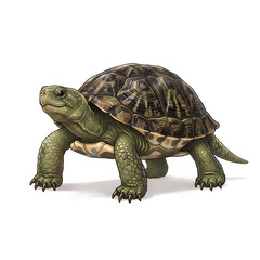 Fototapeta premium Semi Realistic Green Turtle Isolated on White Background