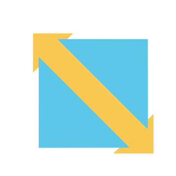 Blue square with yellow diagonal arrow