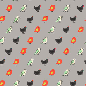 Cute Birds and Chickens Pattern
