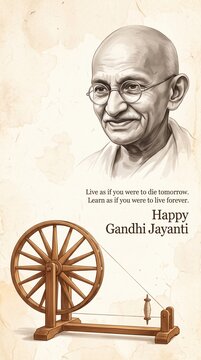 Happy Guru Gandhi Jayanti birth celebration banner for social media.