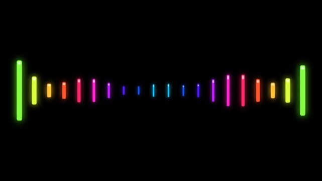 Vibrant rgb audio spectrum bars pulsing on black background