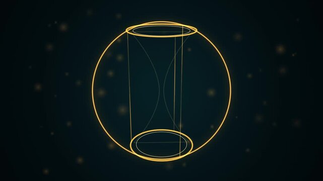 Holographic temporal vortex hourglass with glowing magenta paths on a high contrast dark futuristic background for seamless motion graphics