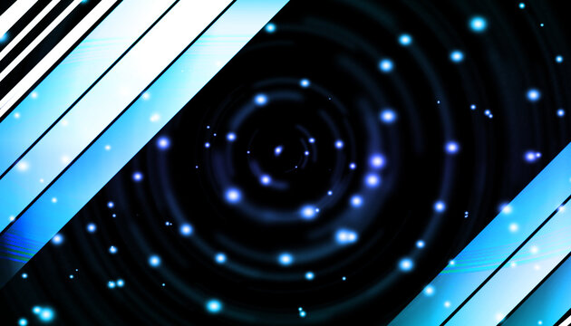 Fond futuriste abstrait tunnel lumineux cercles bleus vortex