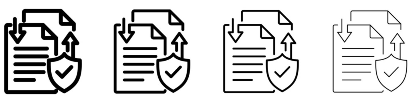 Secure document transfer line icon for data protection