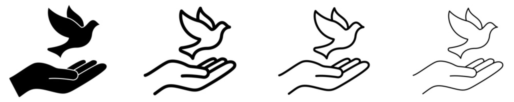 Peace dove flying from hand mixed icon