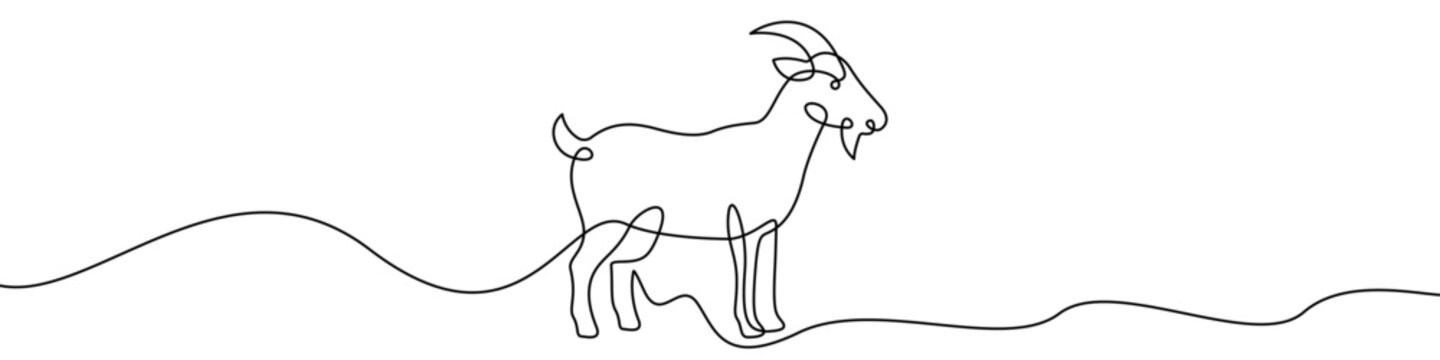Goat line icon in continuous one line art style