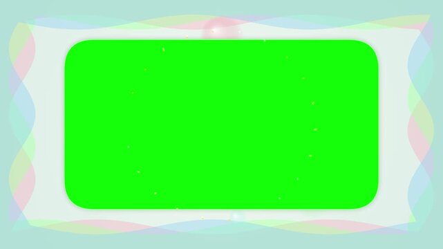 Green screen frame background with decorative colorful pastel borders for video editing and social media content creation mockup