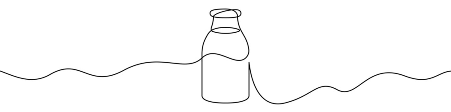 Continuous line art bottle icon for beverage design