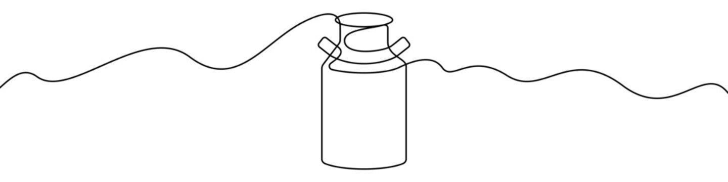 Milk churn line icon for dairy farm or food