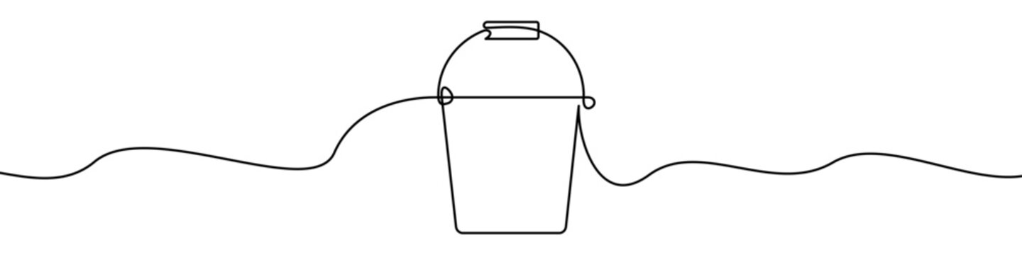 Bucket line icon with continuous drawing style