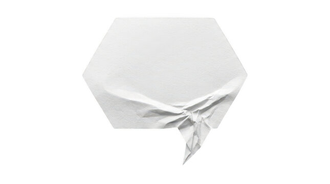 A white paper origami speech bubble isolated on transparent background transparent background