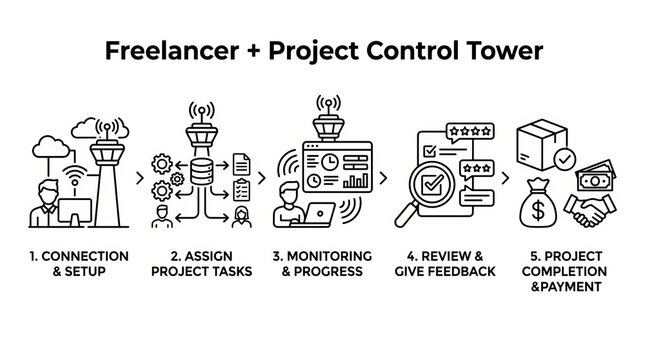 Freelancer Project Management and Task Organization Infographic.