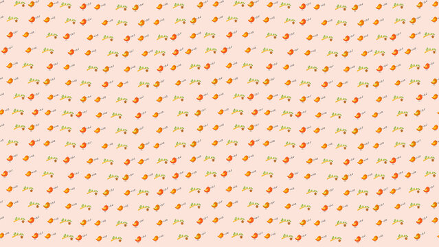 Pattern of Birds, Branches, and Musical Notes