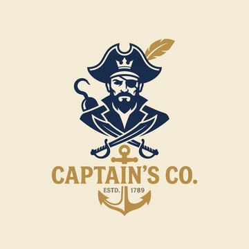 A distinctive pirate-themed logo with nautical elements including swords, anchors, and a charming captain, representing adventure and the spirit of the sea.