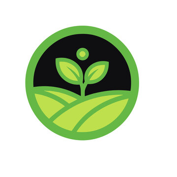 Green seedling on rolling hills logo