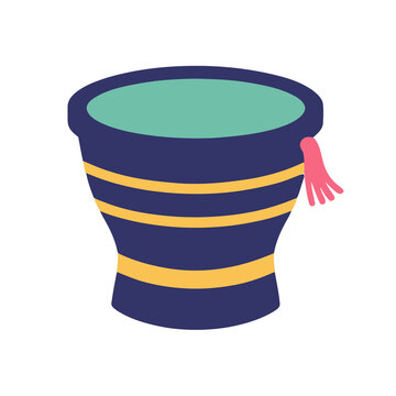 Illustration of a stylized drum with stripes and tassel