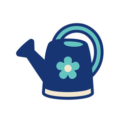 Blue watering can with flower design © maha