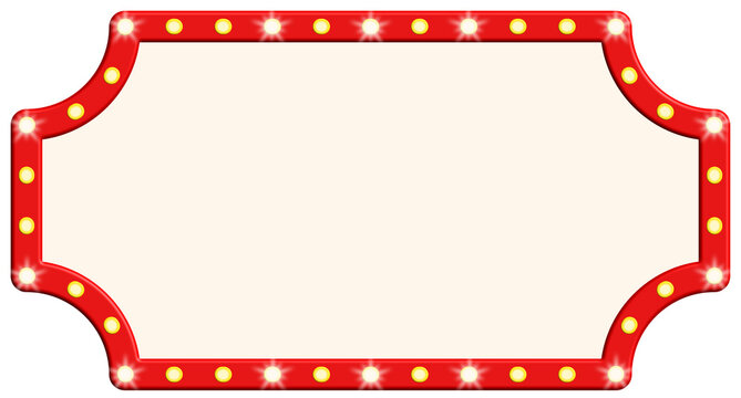 Red vintage marquee sign with glowing yellow light bulbs border