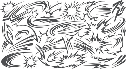 Comic book action lines and speed effect flashes vector illustration in black and white manga style © Stock of Stock