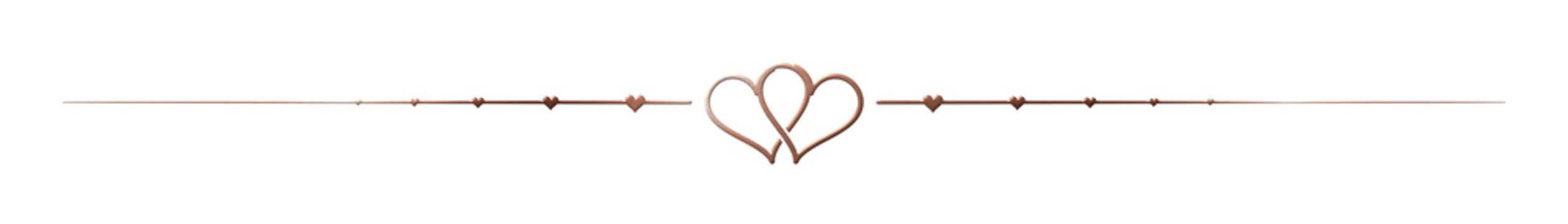 Rose gold interlocked hearts text divider on transparent background