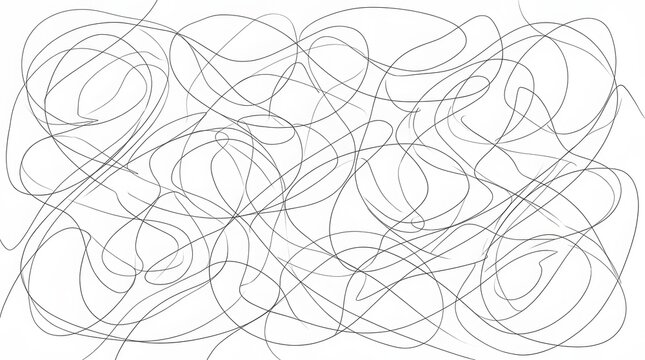 Abstract hand drawn background featuring chaotic scribbles and tangled lines creating a complex monochrome texture for artistic graphic design projects
