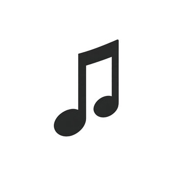 Single dark musical note on plain white background.